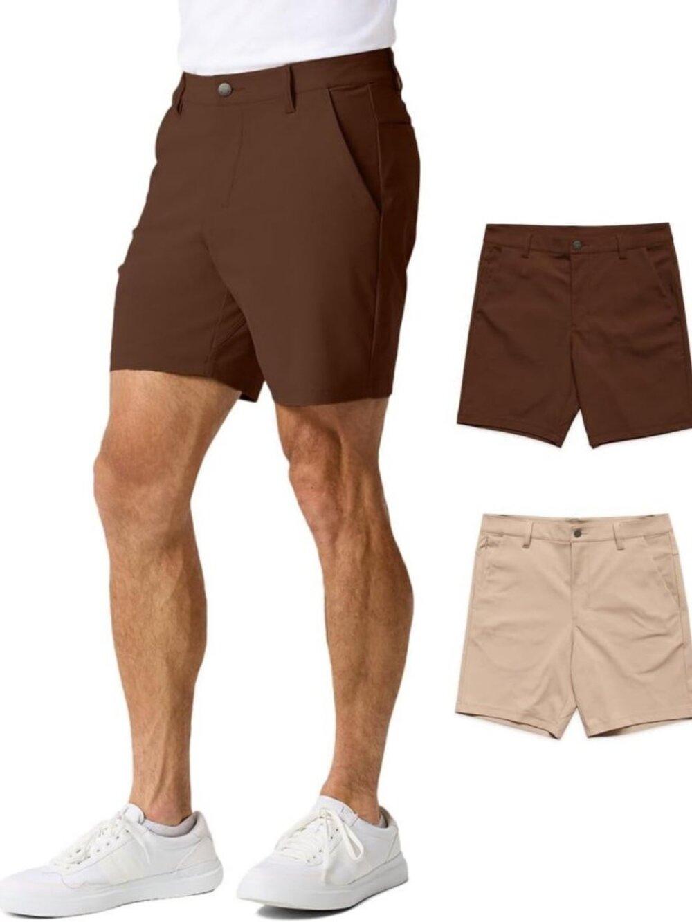 Men's Stretch Chino Golf Shorts - Casual Flat Front, 7 & 9 Inch Lengths